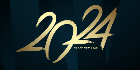 A Happy New Year 2024 Golden banner design, 2024 Number premium for New Year Celebration concept. Premium vector Stoke of 2024 Text numberのイラスト素材