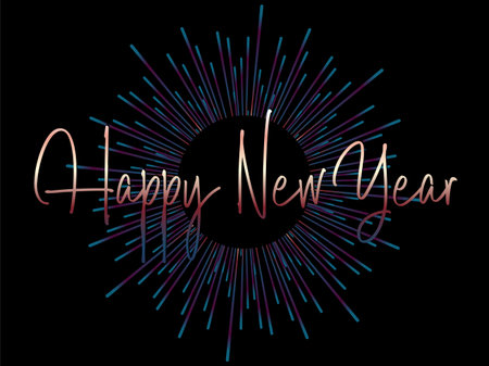 New Year fireworks concept and Happy New Year 2024 with Fireworks on dark Abstract background, for Calendar, poster designのイラスト素材