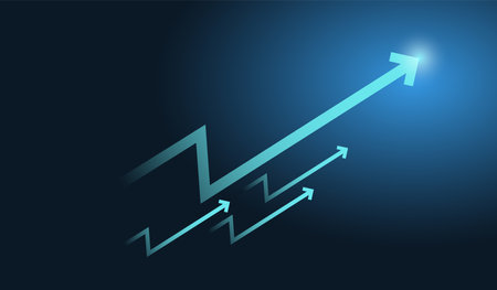 Set of arrows used in A Financial, Business and stock market on blue color backgroundのイラスト素材