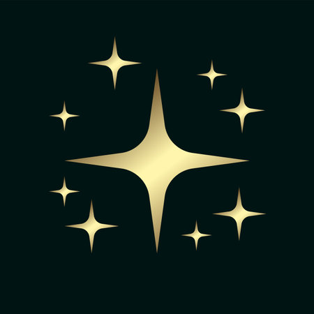 Gold color stars on dark background with lighting effect and sparkle stars. Luxury design award ceremony concept. Vector illustrationのイラスト素材
