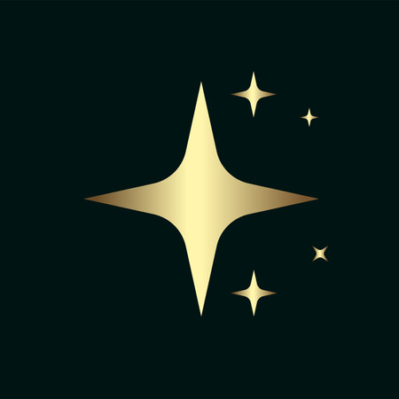 Gold bright, wink stars, set of golden wink stars, Star with 6 corners, premium stars on Dark background, vector illustrationのイラスト素材