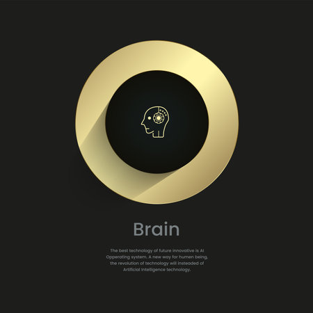 Brain icon, luxury circles diagram of work flow, options infographic elements design, vector illustration. Golden and premium concepts vector templateのイラスト素材