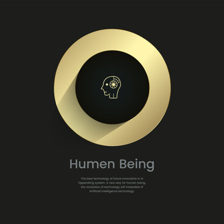 Humen being icon, luxury circles diagram of work flow, options infographic elements design, vector illustration. Golden and premium concepts vector templateのイラスト素材