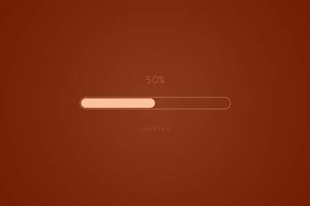 Color trend brown in progress loading bar 50 percent, a loading bar concept design, vector illustrationのイラスト素材
