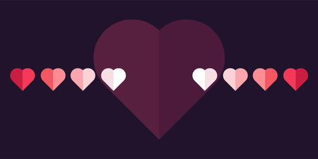 Red and pink hearts banner design, hearts elements, objects, symbols, Heart UI, UX and used in Love concepts, vector illustrationのイラスト素材