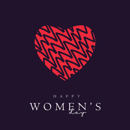 Happy womens Day with pink heart lines vector on dark background for valentines, Love anniversary concept, hearts elements vector designのイラスト素材
