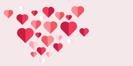 Pink hearts vector banner design on white, hearts elements, objects, symbols, Heart UI, UX and used in Love concepts, vector illustrationのイラスト素材