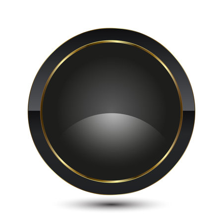 Circle button vector for UI buttons, Luxury button design, gold circle dark button, premium button on Dark background, vector illustrationのイラスト素材