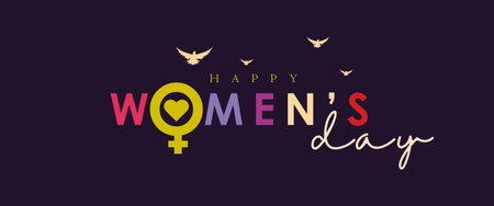 International Women Day with text hearts banner. Hearts shapes for Women Day banner background vector illustration template designのイラスト素材