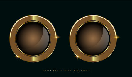 Two Luxury and premium golden badges and label, dark premium buttons, labels top quality products vector designのイラスト素材