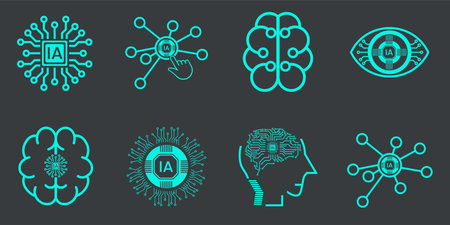 Set of Artificial Intelligence Related Vector Line Icons. Contains such Icons as Face Recognition,...