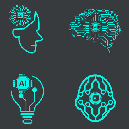 Technology head and idea icons, such as robot, digital, vr, ai, cyber and  Vector Line Icons vector clip art design vector illustrationのイラスト素材