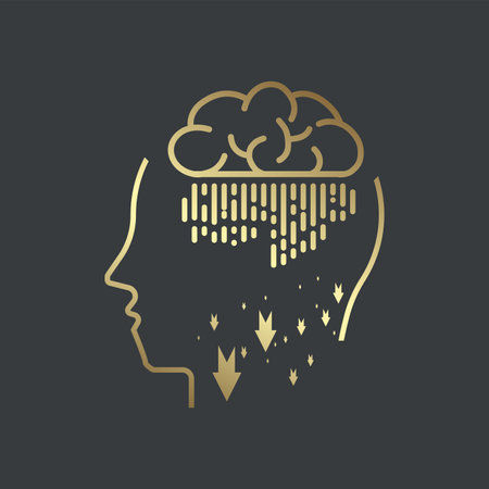 Gold head of AI icon, Premium symbol of AI. AI elegrant on dark background. luxury technology vector...