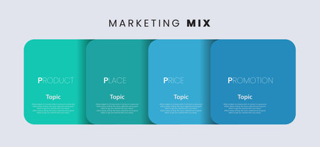 Marketing mix for 4 ps for Business presentation concept with 4 step or options. Vector illustration, Infographic annual report design templateのイラスト素材