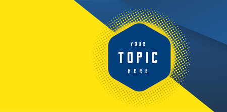 Vector illustration of a blue and yellow background with halftone dotsのイラスト素材