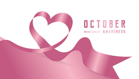 Pink ribbon with heart shape. Vector illustration for Valentine's Day.のイラスト素材