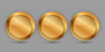 Set of gold buttons. Vector illustration. Eps 10, contains transparency.のイラスト素材