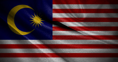 Malaysia flag - realistic crumpled and crumpled flag illustration.の写真素材