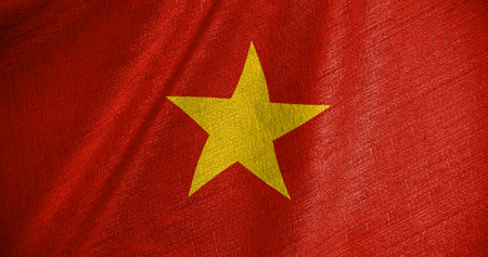 Vietnam national flag. Patriotic background. National flag of Vietnamの写真素材