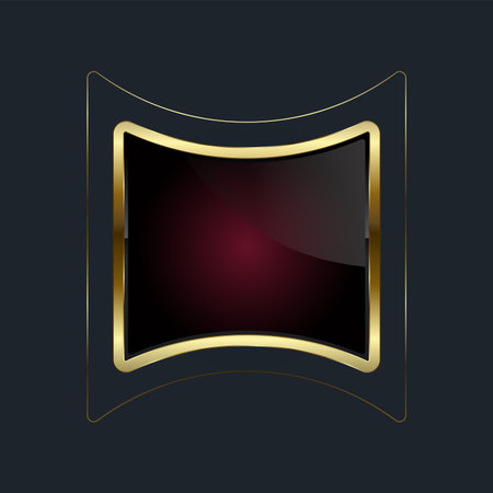Illustration of golden shield isolated on dark background. Vector illustration.のイラスト素材