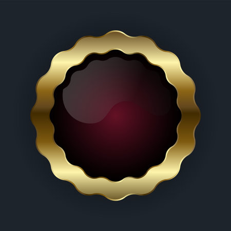 Gold round label on a dark background. Vector illustration for your designのイラスト素材