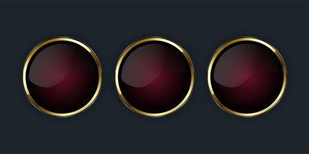 Set of black and gold round frames on dark background. Vector illustrationのイラスト素材