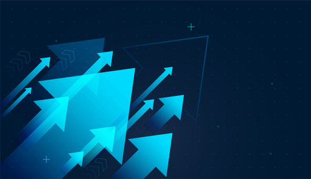 Multiple blue arrows race upward, symbolizing strong market performance. blue arrows abstract background material design
のイラスト素材