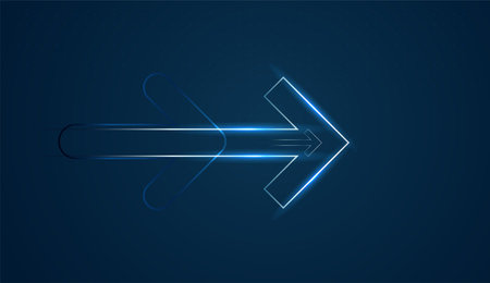 A large glowing Blue arrow points the way to future Growth in the Business and Finance world. and...