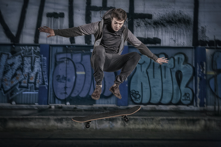 Jumping skateboarder isolatedの写真素材