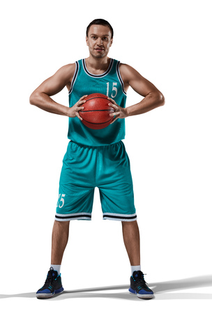 basketball player isolated on whiteの写真素材