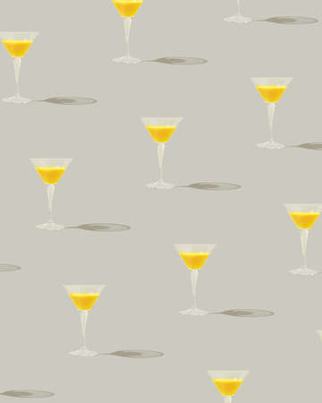 Creative pattern made of yellow glasses against a gray background. Flat lay minimal composition.の写真素材