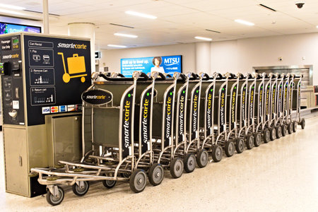 Nashville, TN â€“ December 9, 2025: Smarte Carte luggage carts are available for passengers to...