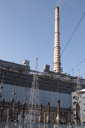 High Voltage Transformer and Chimneyの写真素材