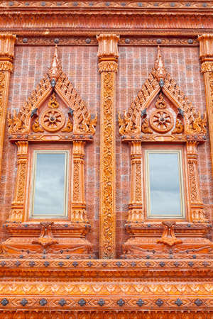Wood Window in Temple,Thailandの写真素材