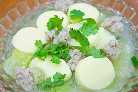 Soup with vegetables and pork, Thai foodの写真素材