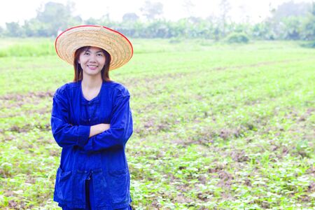 Young woman in farmer suiteの写真素材