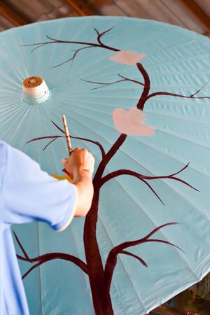 Painting umbrella, Thailandの写真素材