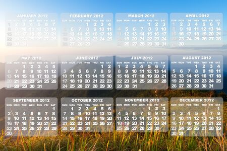 2012 Calendar on landscape photo