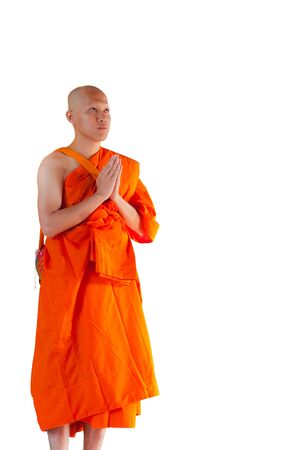 Thai monk isolated on whiteの写真素材