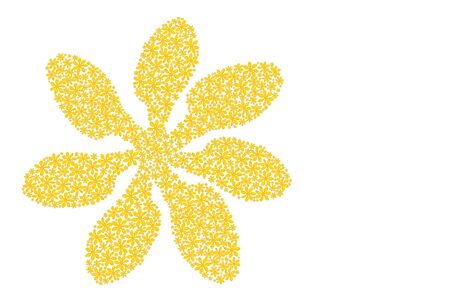 Flower made of yellow flowers in white backgroundの写真素材