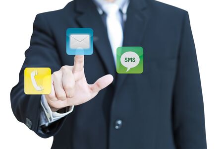 Businessman pushing email for communication