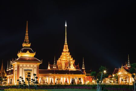 BANGKOK - APRIL 10  The scenery of Royal funeral architecture is well decorated for the ceremony of Princess Bejaratana Rajasuda Sirisobhabannavadi of Thailand on April 10, 2012 at Sanamluang Bangkok のeditorial素材