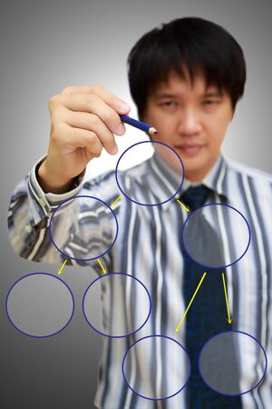 Business man writing empty circle diagramの写真素材