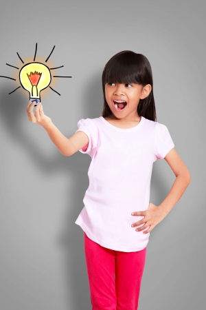 Asian little girl get ideaの写真素材