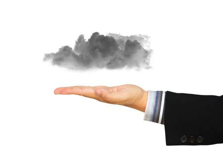 Businessman hand offer the cloud, Concept for cloud computingの写真素材