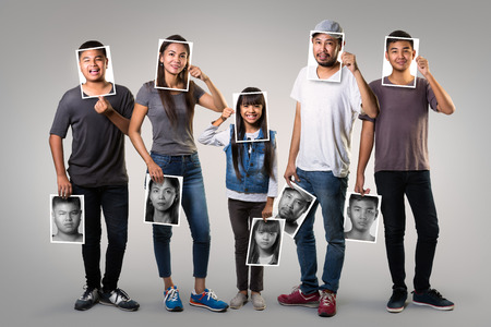 Asian family changing moodの写真素材