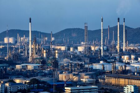 Oil refinery factory in the morning