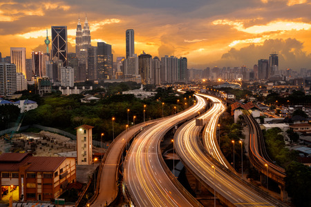 Kuala lumpur skyline in the evening, Malaysia