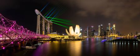 Wonderful laser show at the Marina Bay waterfront in Singaporeのeditorial素材