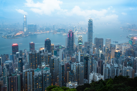 Hong kong skyline view from the victoria peak